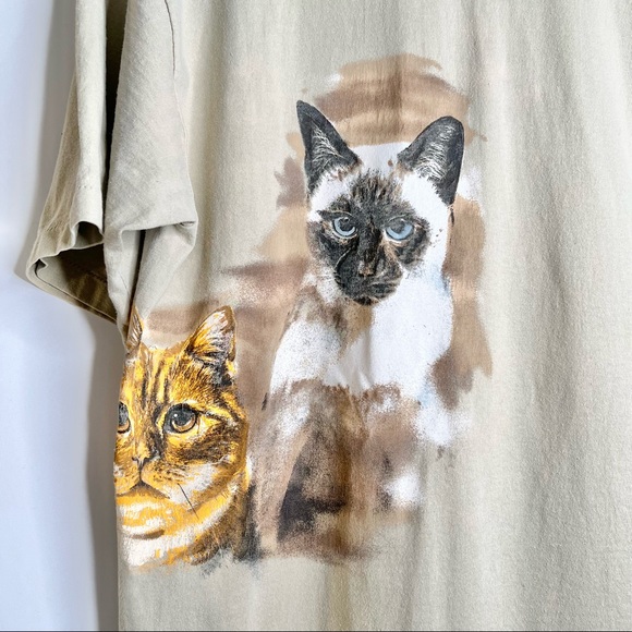 VINTAGE HAZELWOODS 1993 GRAPHIC CAT TEE SHORT SLEEVE 100% COTTON CHATEAU, MO - Picture 9 of 10